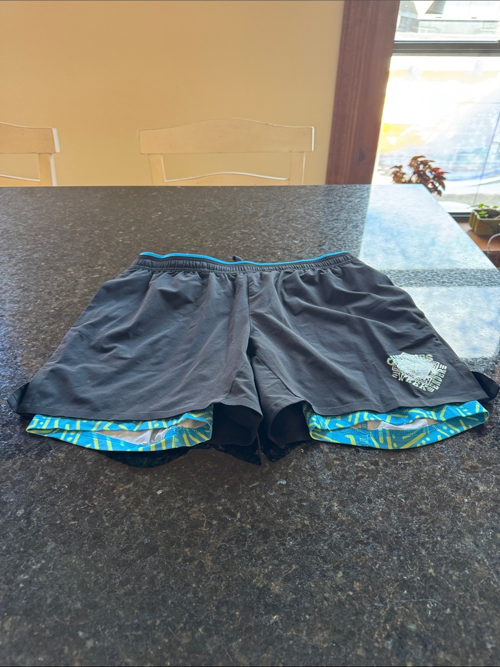 Chubbies - Black - Swim Trunks with Turquoise Patterned Liner